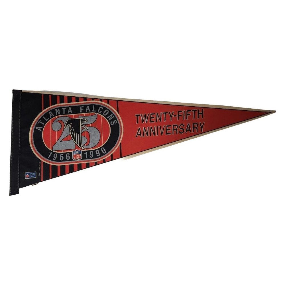 Vintage PENNANT ATLANTA‎ FALCONS 25 ANNIVERSARY 1966/1990 Wincraft 11.75"x 29"